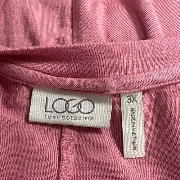 LOGO by Lori Goldstein 3X Knit Top with Chiffon Back Inset & Pockets Boho Casual - Picture 5 of 11